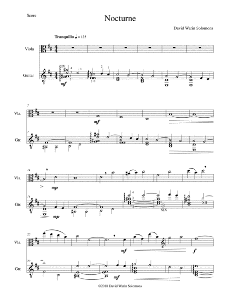 Free Sheet Music Nocturne For Viola And Guitar