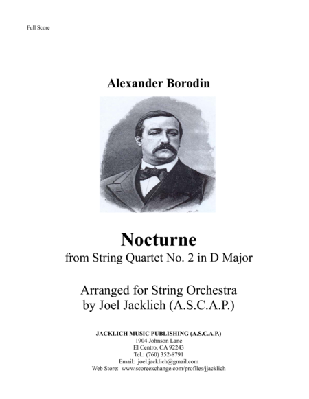 Free Sheet Music Nocturne From Borodins String Quartet No 2 Arranged For String Orchestra