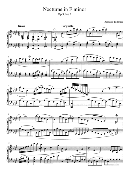 Nocturne In F Minor Op 3 No 2 Sheet Music