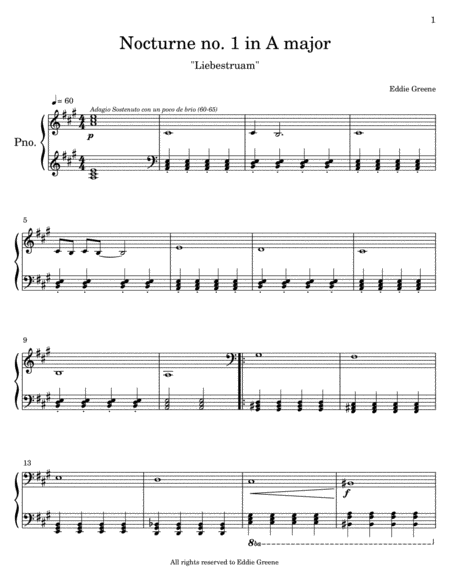 Nocturne No 1 In A Major Sheet Music