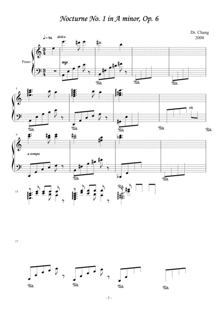 Free Sheet Music Nocturne No 1 In A Minor Op 6