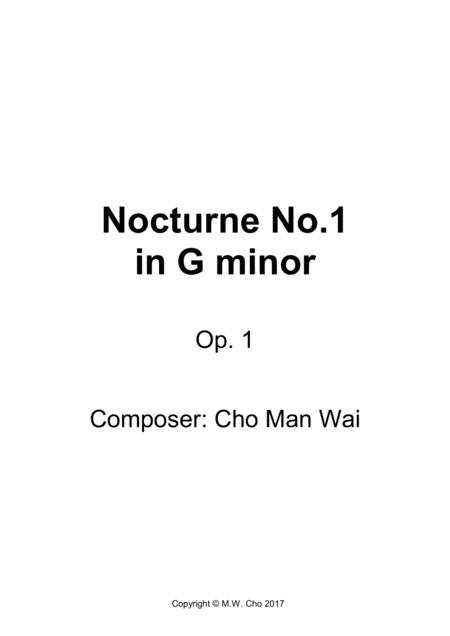 Nocturne No 1 In G Minor Op 1 Sheet Music