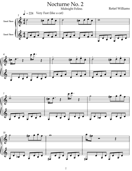 Free Sheet Music Nocturne No 2 Midnight Feline