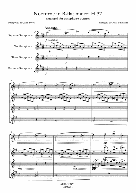 Nocturne No 5 In B Flat Major H 37 Page 1