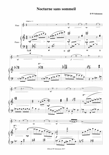 Free Sheet Music Nocturne Sans Sommeil Sleepless Nocturne For Flute And Piano