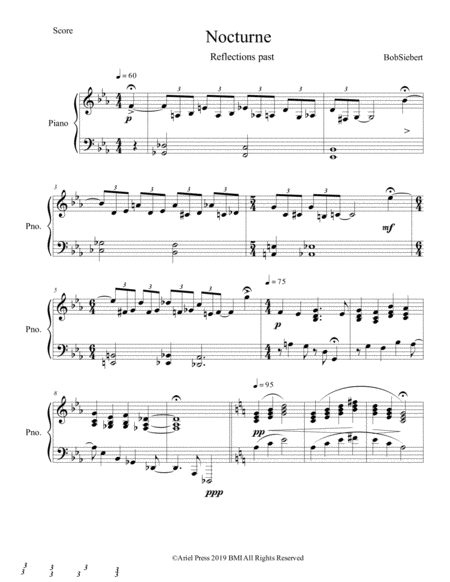 Free Sheet Music Nocturne Two Reflections Past