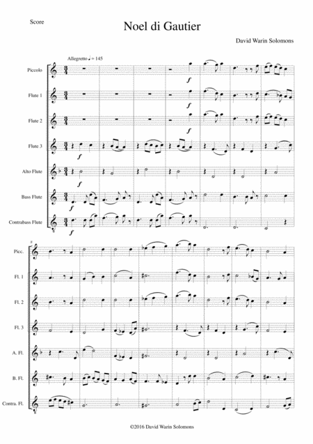 Free Sheet Music Noel Di Gautier Gautiers Christmas For Flute Septet Or Flute Choir