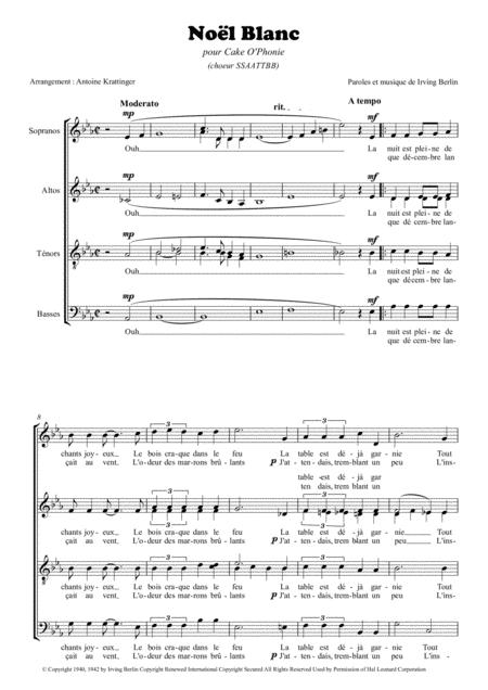 Nol Blanc White Christmas Pour Choeur Ssaattbb Sheet Music