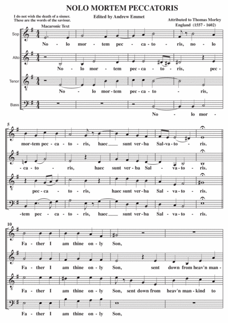 Free Sheet Music Nolo Mortem Peccatoris