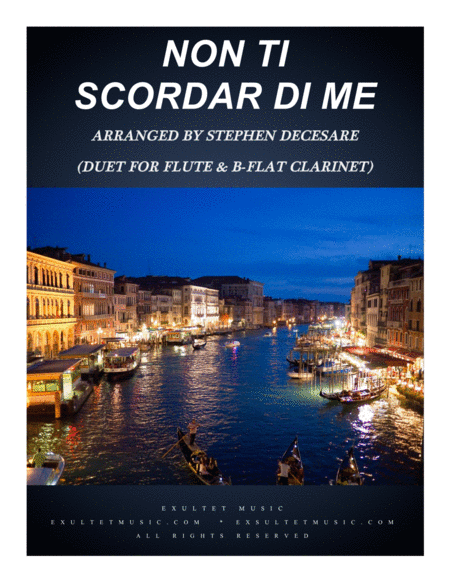 Free Sheet Music Non Ti Scordar Di Me Duet For Flute And Bb Clarinet