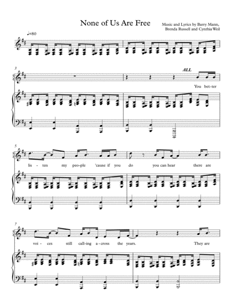 Free Sheet Music None Of Us Are Free