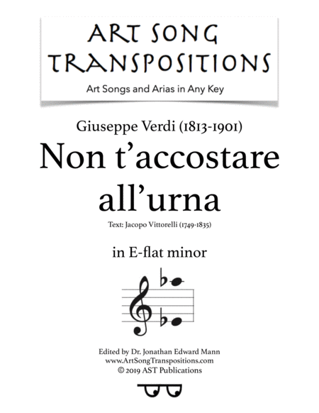 Free Sheet Music Nont Accostare All Urna E Flat Minor