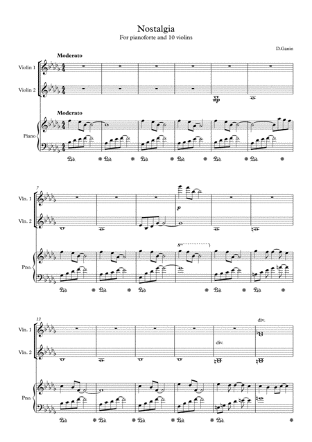 Nostalgia For Piano And 10 Violins Sheet Music