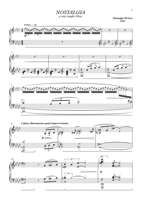 Free Sheet Music Nostalgia