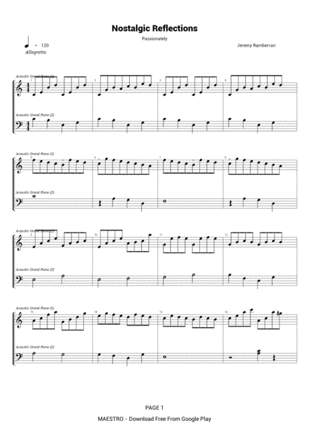 Free Sheet Music Nostalgic Reflections