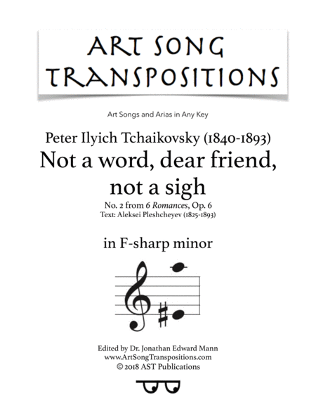 Not A Word Dear Friend Not A Sigh Op 6 No 2 F Sharp Minor Sheet Music