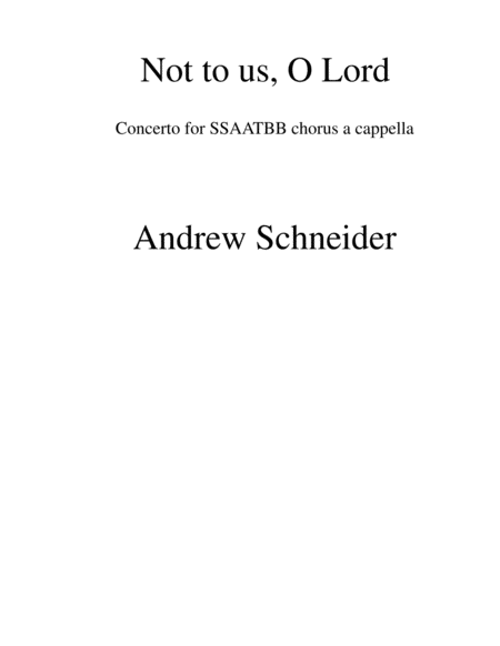 Not To Us O Lord Sheet Music