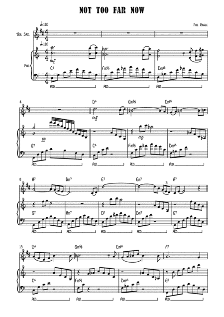 Not Too Far Now Tenor Sax Solo Sheet Music