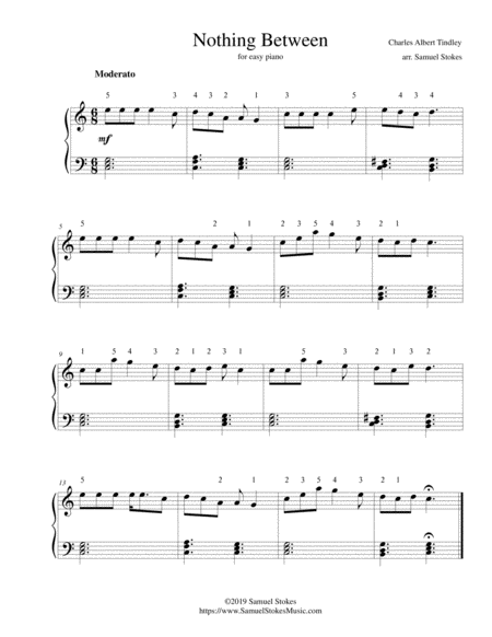 Free Sheet Music Nothing Between For Easy Piano