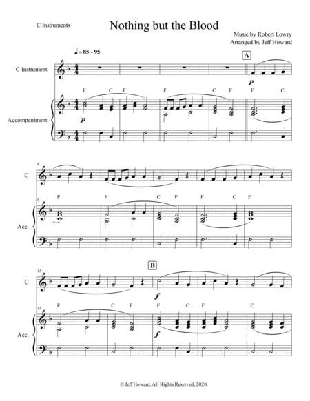 Free Sheet Music Nothing But The Blood C Instrument And Accompaniment