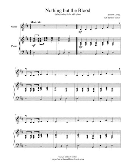 Free Sheet Music Nothing But The Blood For Beginning Violin With Optional Piano Accompaniment
