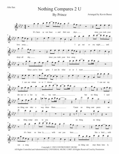 Nothing Compares 2 U Original Key Alto Sax Sheet Music