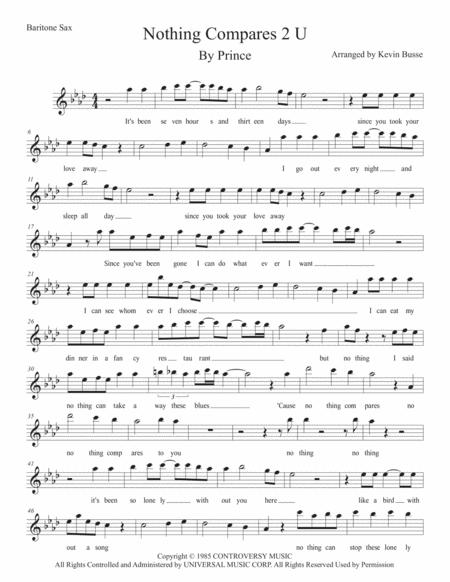 Nothing Compares 2 U Original Key Bari Sax Sheet Music