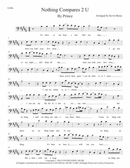 Free Sheet Music Nothing Compares 2 U Original Key Cello