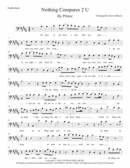 Free Sheet Music Nothing Compares 2 U Original Key Euphonium