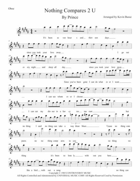 Free Sheet Music Nothing Compares 2 U Original Key Oboe