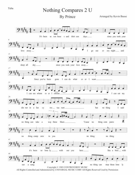 Nothing Compares 2 U Original Key Tuba Sheet Music