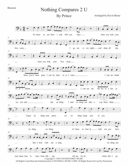 Nothing Compares 2 U W Lyrics Bassoon Sheet Music