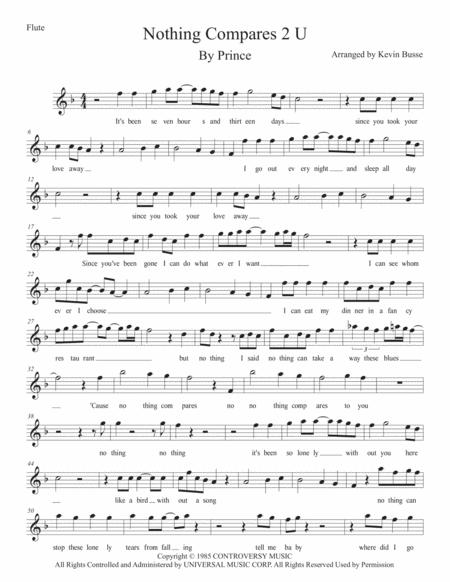 Nothing Compares 2 U W Lyrics Flute Sheet Music