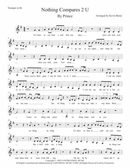 Free Sheet Music Nothing Compares 2 U W Lyrics Trumpet