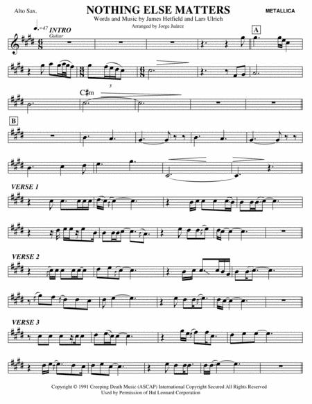 Nothing Else Matters Alto Sax Sheet Music