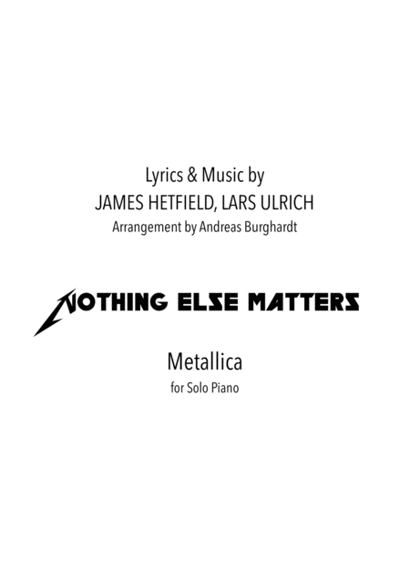 Nothing Else Matters Metallica Piano Solo Sheet Music
