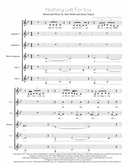 Nothing Left For You Sheet Music