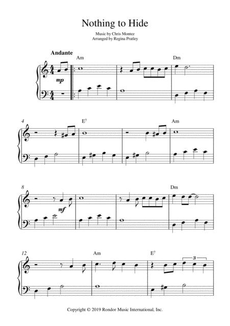 Free Sheet Music Nothing To Hide Piano Solo With Chords