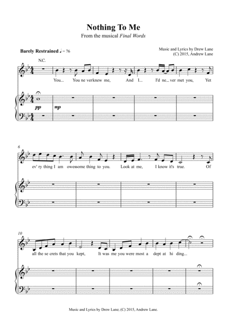 Nothing To Me Sheet Music