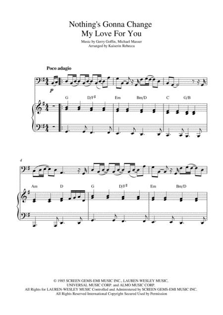 Nothings Gonna Change My Love For You Cello Solo And Piano Accompaniment With Chords Sheet Music