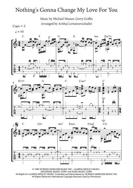 Nothings Gonna Change My Love For You Fingerstyle Guitar Sheet Music