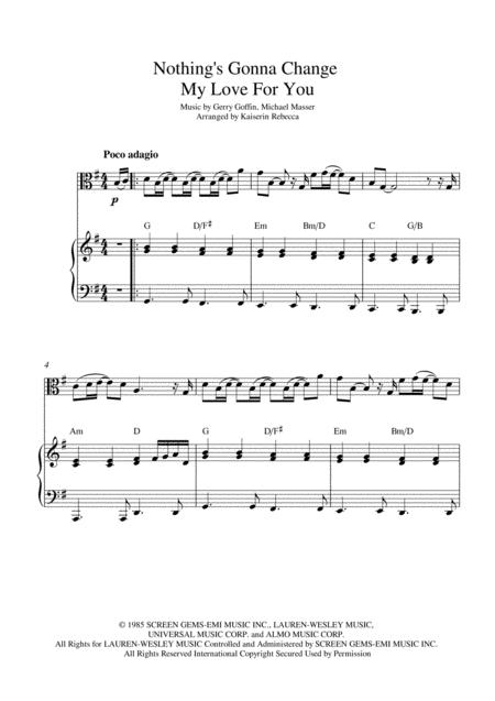 Free Sheet Music Nothings Gonna Change My Love For You Viola Solo And Piano Accompaniment With Chords