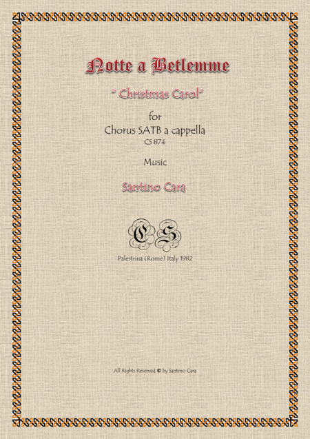 Notte A Betlemme Christmas Carol For Satb A Cappella Sheet Music