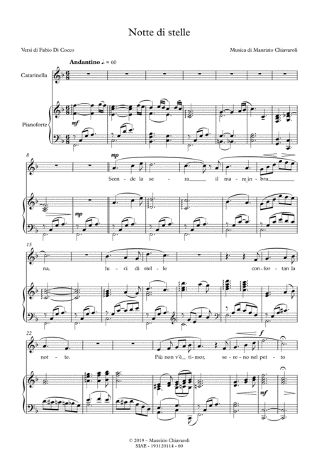 Free Sheet Music Notte Di Stelle