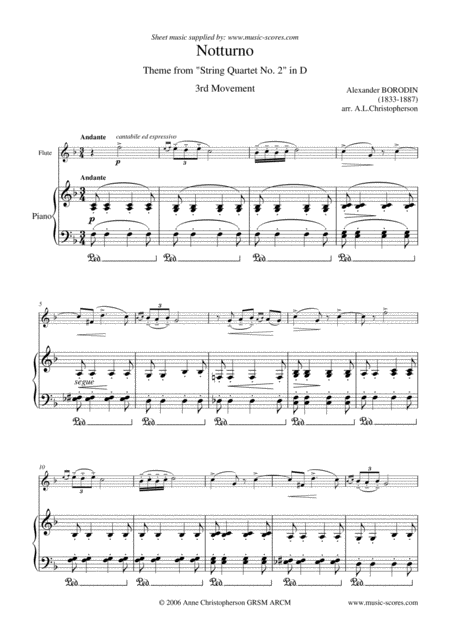 Free Sheet Music Notturno From Quartet No 2 Flute And Piano