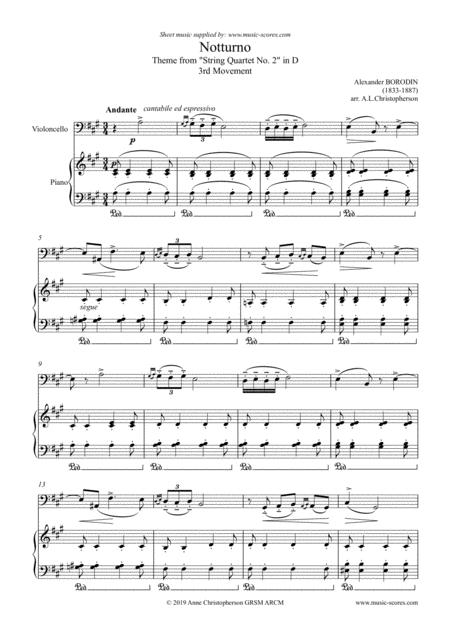 Free Sheet Music Notturno From Quartet No 2 Trio Cello Piano