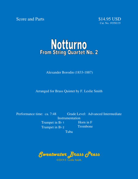 Notturno From String Quartet No 2 And This Is My Beloved Sheet Music