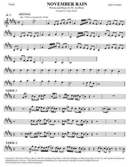 Free Sheet Music November Rain Violin