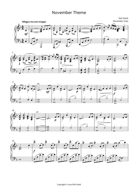 Free Sheet Music November Theme