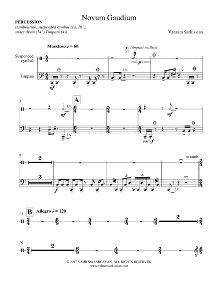 Novum Gaudium Percussion Part Sheet Music